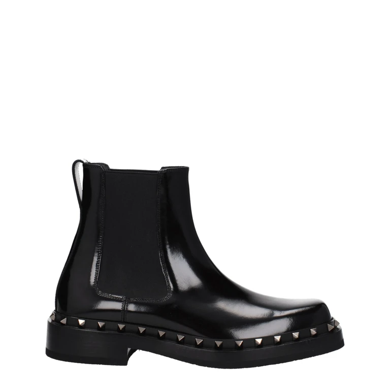 Valentino Garavani Black Leather Ankle Boots - Men