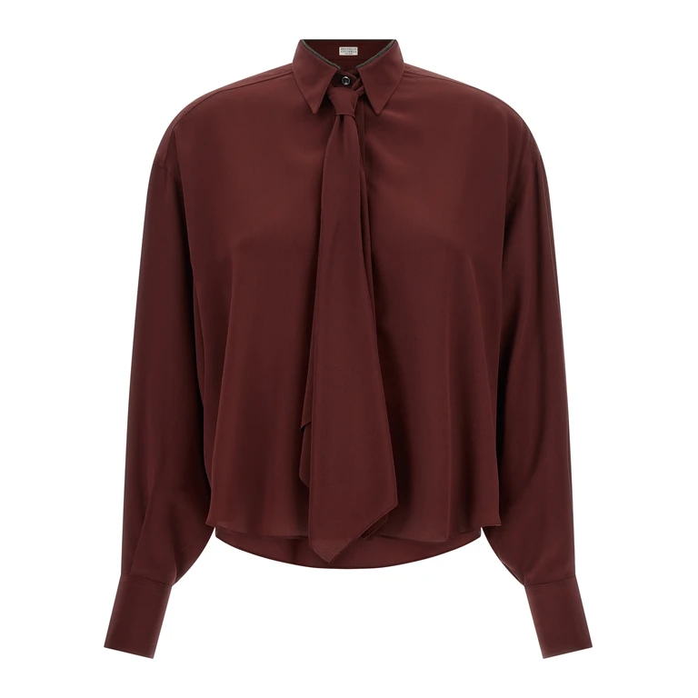 Brunello Cucinelli Bordeaux Silk Blouse - Women