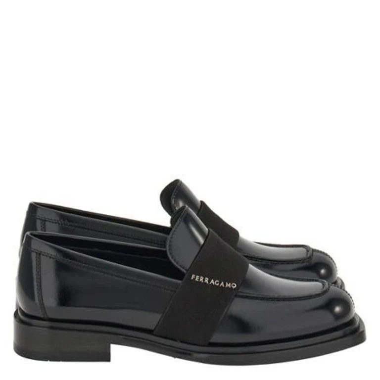 Ferragamo Iride Leather Logo Loafers, Size 7 C