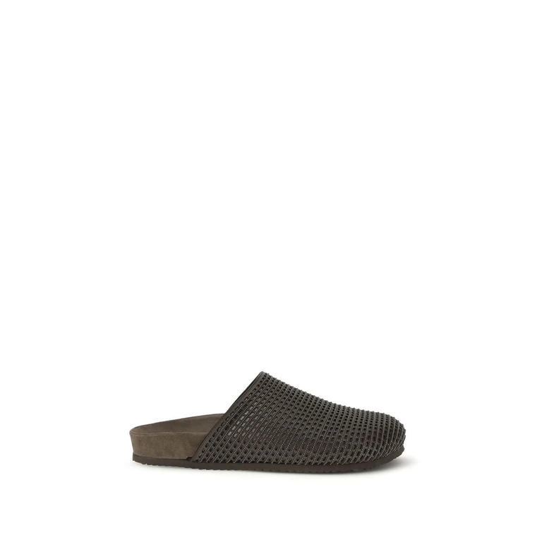 Brunello Cucinelli Brown Calf Leather Bos Taurus Slides Shoe - Women
