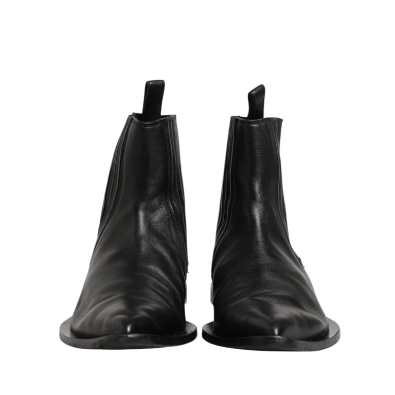 Dolce & Gabbana Black Chelsea Men Short Ankle Boots Shoes Leather - Men