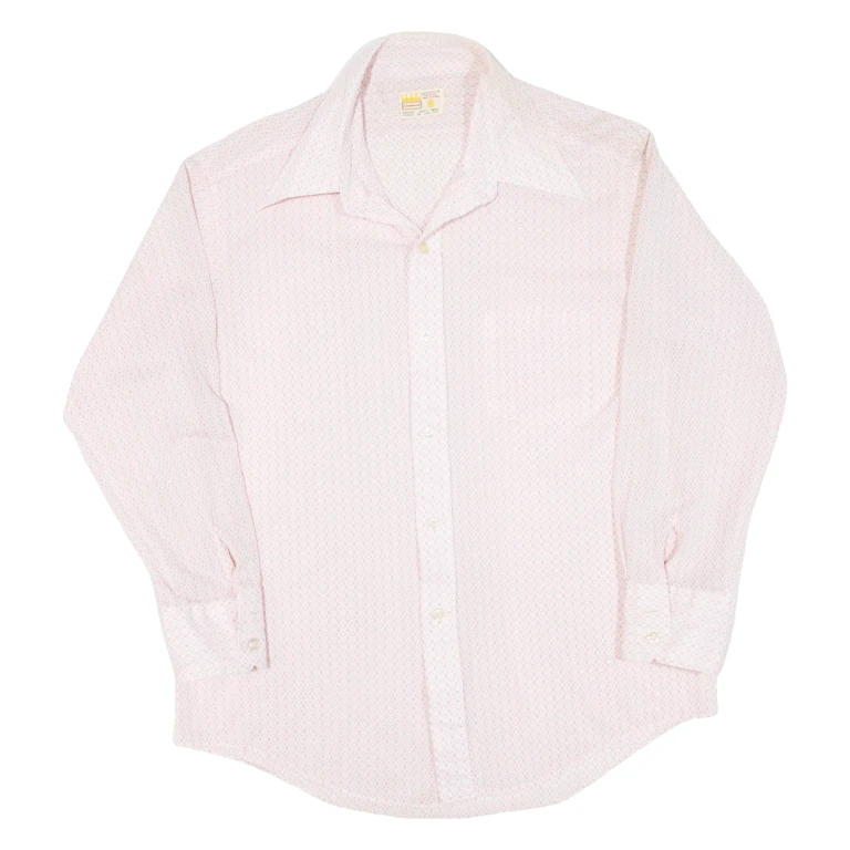 Mens Shirt Pink Crazy Pattern Long Sleeve L