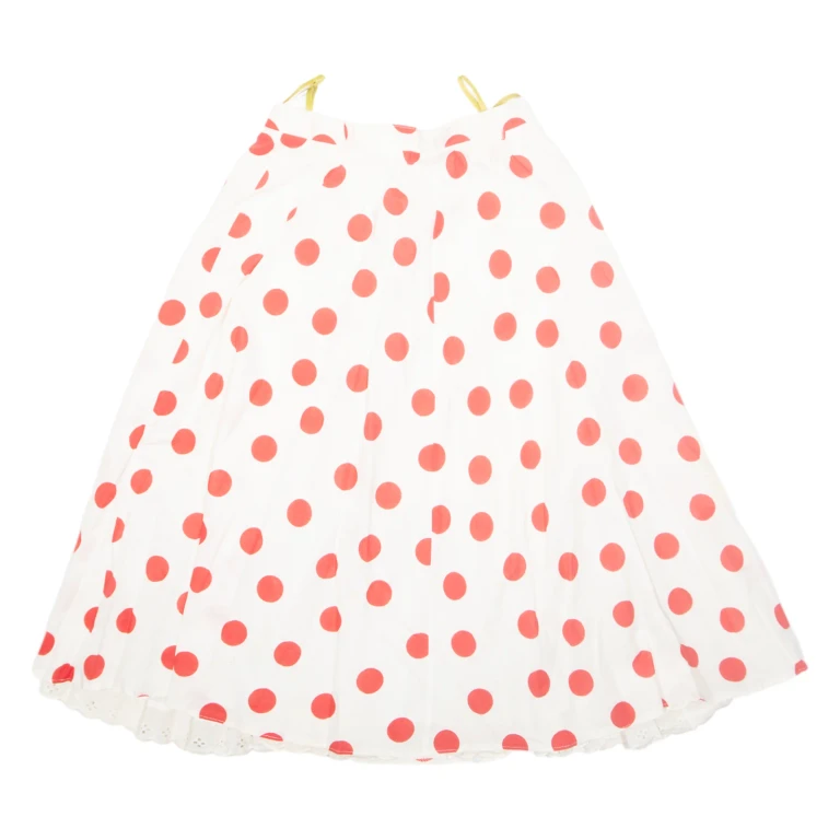 Womens Flare Skirt White Midi Polka Dot XS