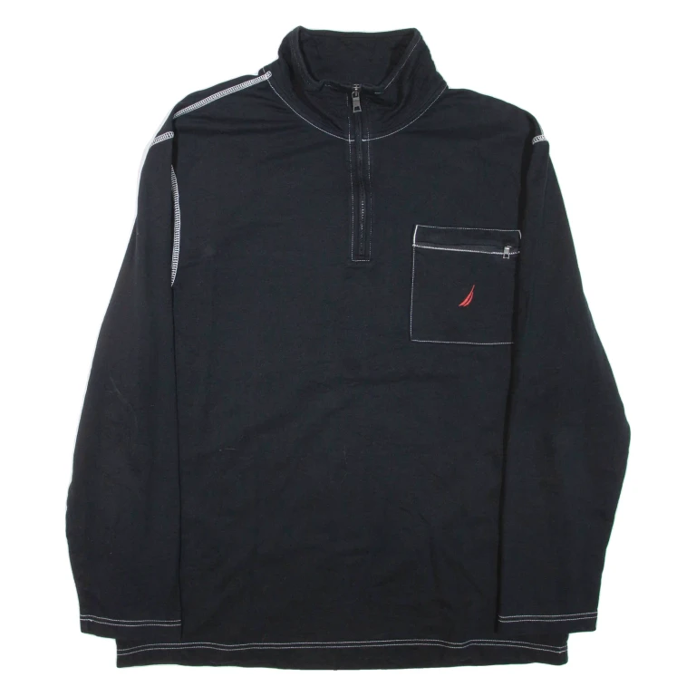 NAUTICA Mens Sweatshirt Black 1/4 Zip XL