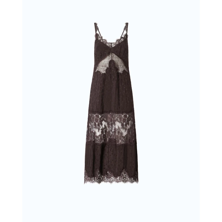 Robe nuisette mi-longue avec bandes en dentelle - 36