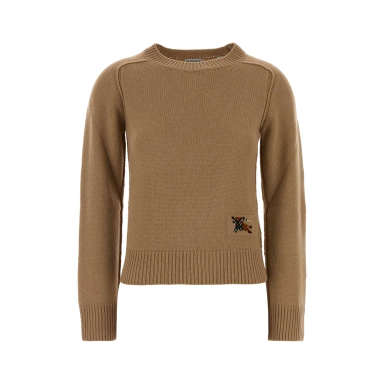 Burberry Beige Wool Blend Sweater Camel Exterior: Cashmere Maglieria - Women