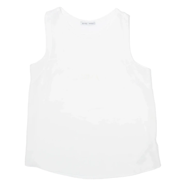 ZARA Womens Vest White Sleeveless Viscose M