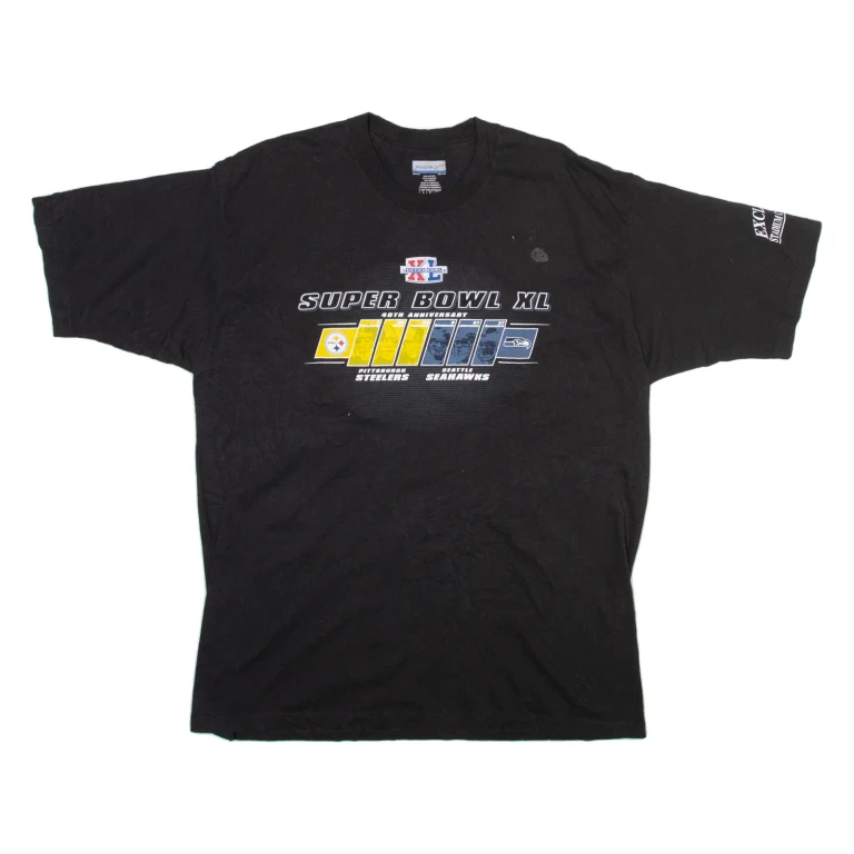 REEBOK Super Bowl Xl Mens T-Shirt Black USA L