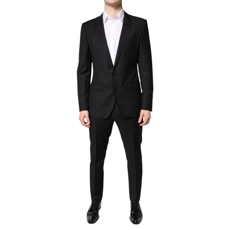 Dolce & Gabbana Black Wool Single Breasted 2 Piece Suit Virgin - Men