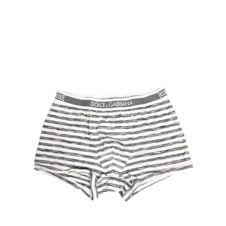 Dolce & Gabbana Gray White Stripes Men Regular Boxer Underwear Cotton Elastane Clothing - Men