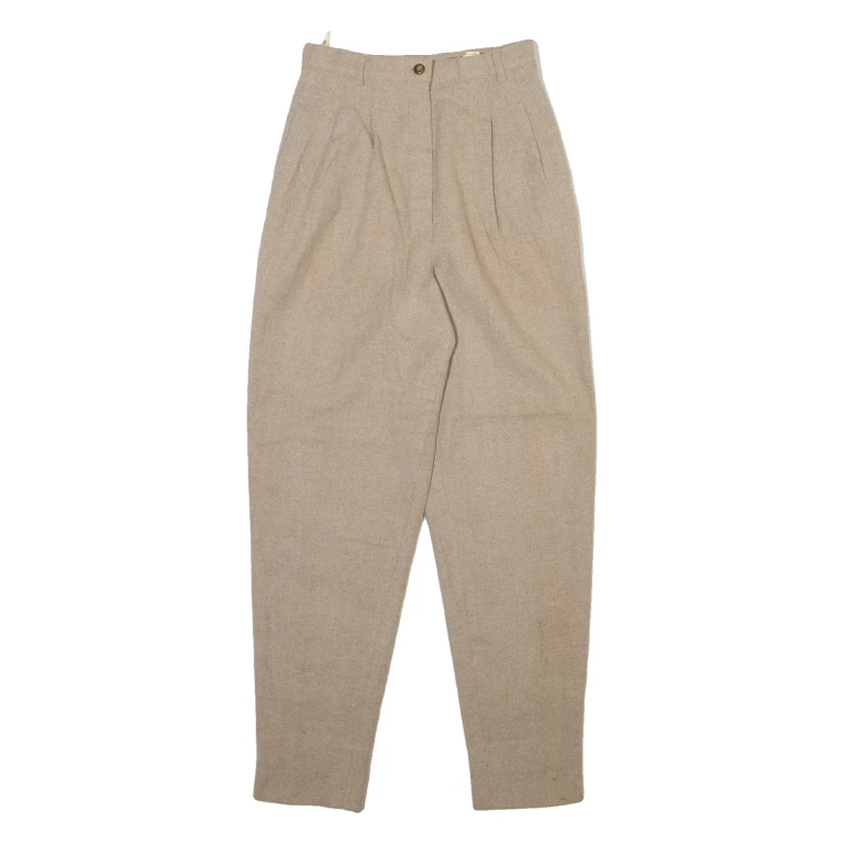 PACO RABANNE Womens Trousers Beige Relaxed Tapered Wool W24 L27