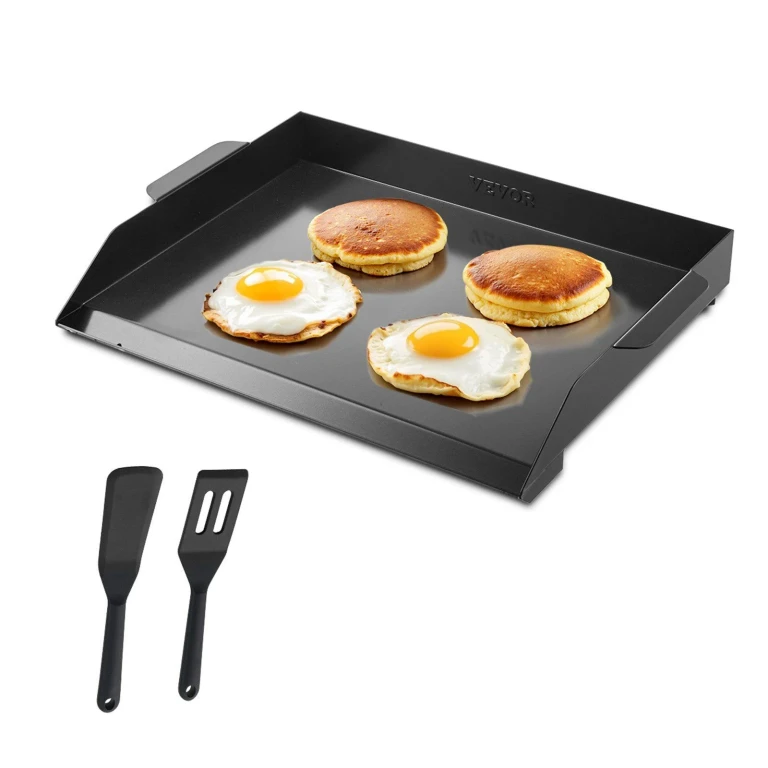 Carbon Steel Griddle, 22x16 inch Universal Flat Top Rectangular Plate, Gas Grill Griddle for BBQ Grill, Teppanyaki, Portable Family Cookware, for Camping Tailgating Party, Black - Black