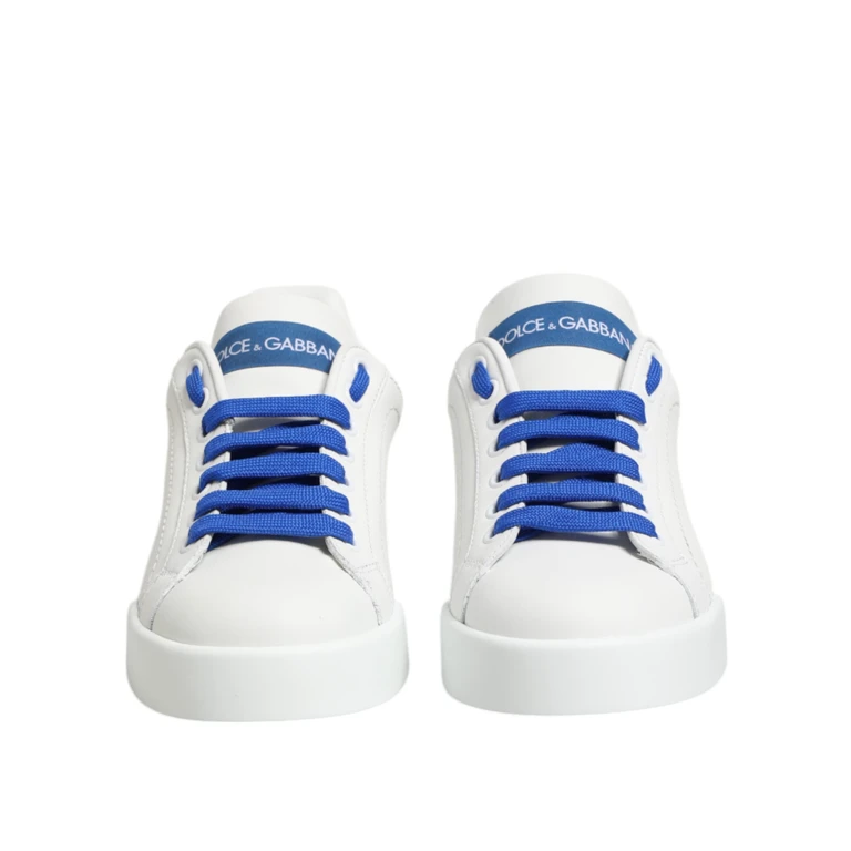 Dolce & Gabbana White Blue Leather Low Top Sneakers Shoes And - Women