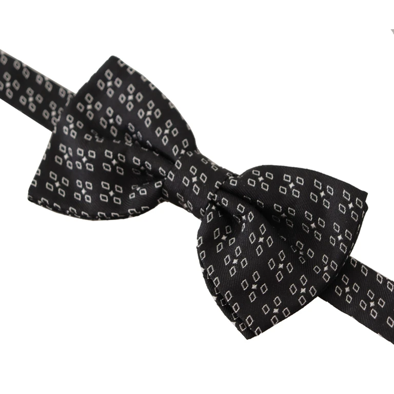 Dolce & Gabbana Black White Polka Dot Silk Neck Papillon Tie - Men