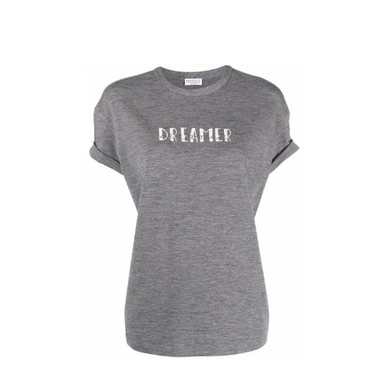Brunello Cucinelli Gray Elastane T-Shirt - Women