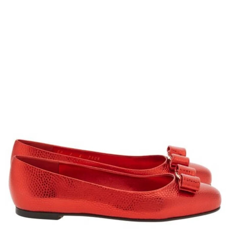 Ferragamo Varina Leather Ballet Flats, Size 7 C