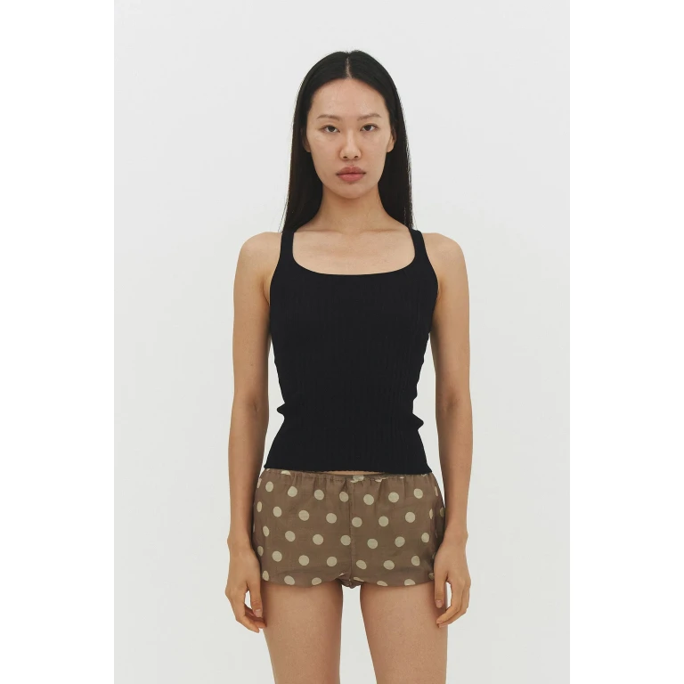Ribbed Knit Tank Top in Black