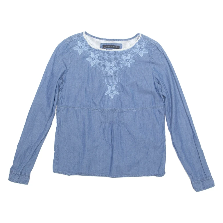 ZARA Womens Blouse Blue Long Sleeve S