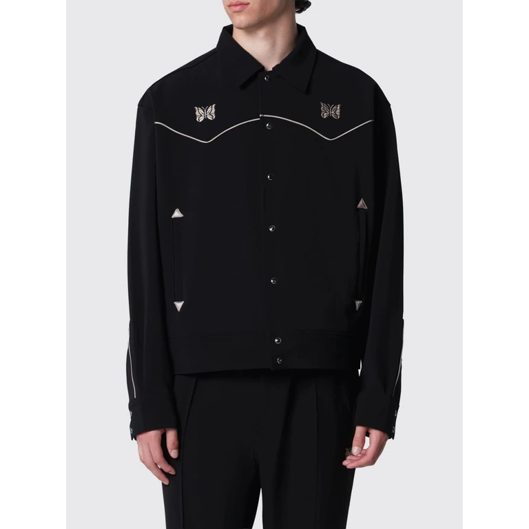 Piping Cowboy Western Overshirt with Butterfly Print (SX223BLK)