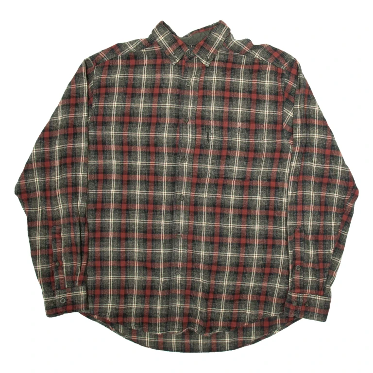 WOOLRICH Mens Shirt Grey Check Long Sleeve L