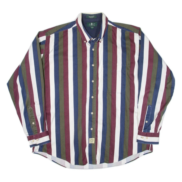 HUNT CLUB Mens Shirt Maroon Striped Long Sleeve XL