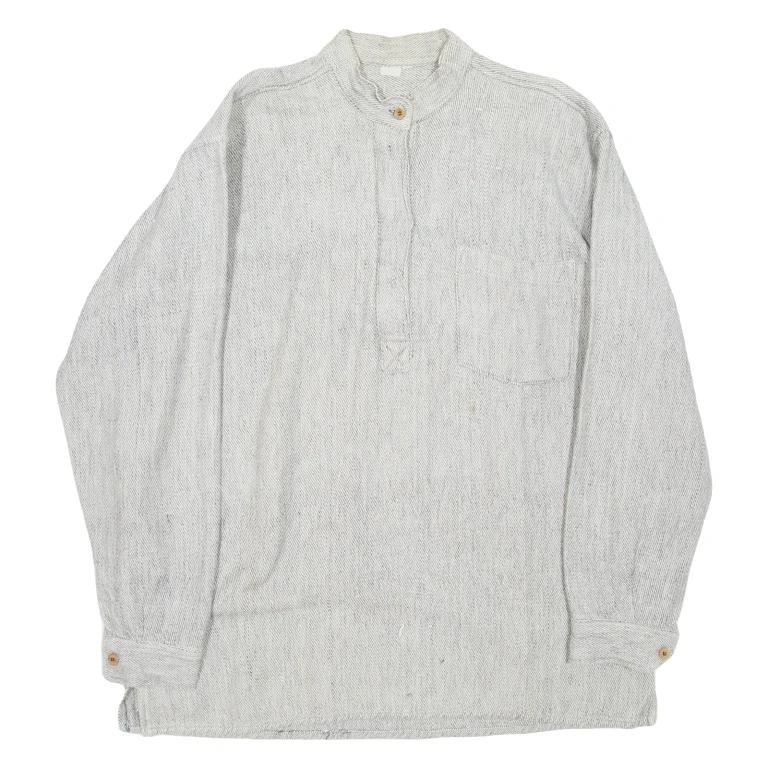 Mens Plain Shirt Grey Long Sleeve XL