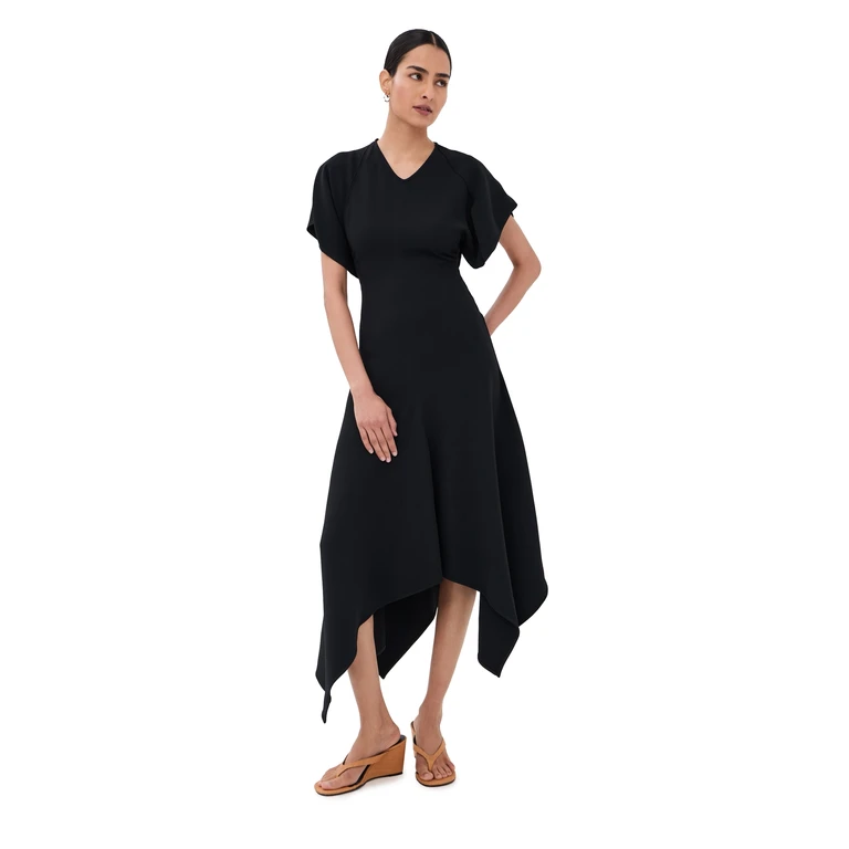 Victoria Beckham V Neck Draped Dress Black 6