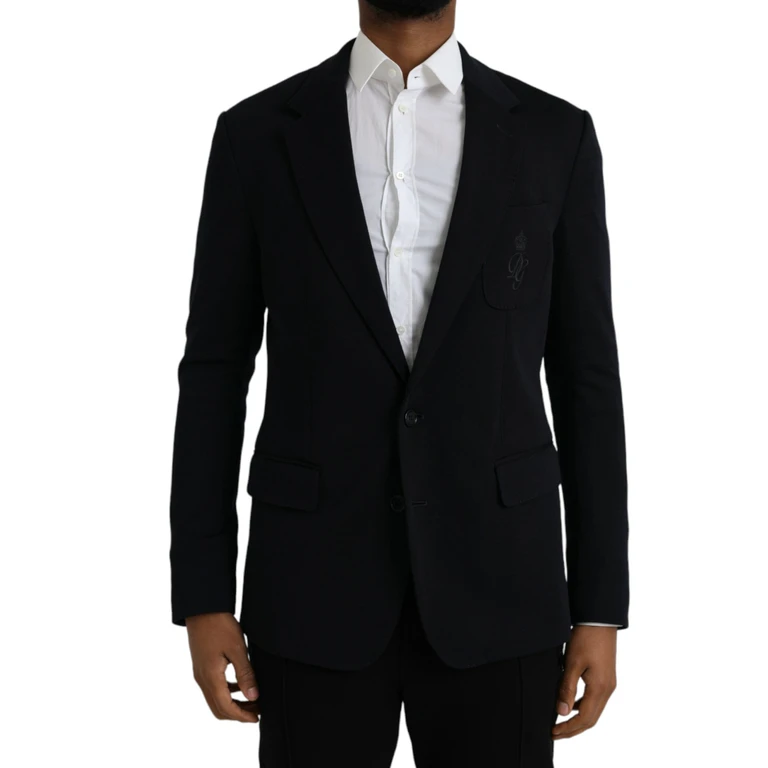 Dolce & Gabbana Black Wool Single Breasted Coat Blazer Virgin Nylon Clothing - Men