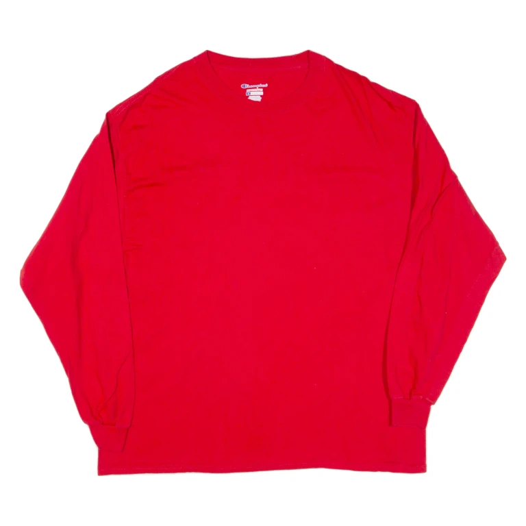 CHAMPION Mens T-Shirt Red Long Sleeve XL