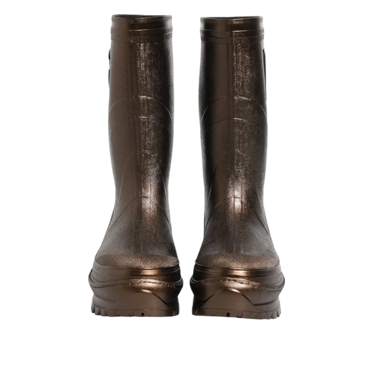 Dolce & Gabbana Metallic Bronze Pull On Rain Boots Shoes Rubber - Women