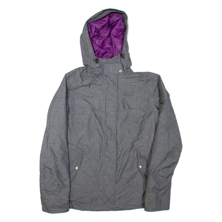 JACK WOLFSKIN Womens Jacket Grey Hooded UK 14