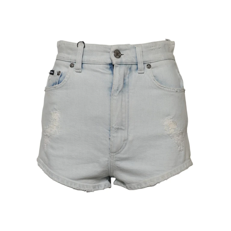 Dolce & Gabbana Light Blue Washed Denim Cotton Hot Pants Shorts Elastane - Women
