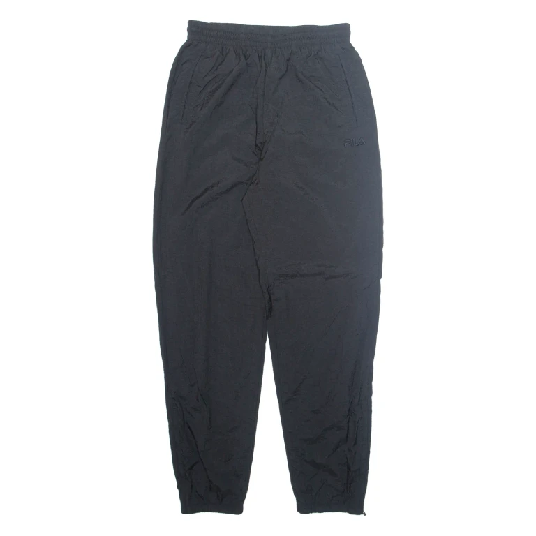 FILA Mens Track Pants Black Nylon Tapered M W28 L33