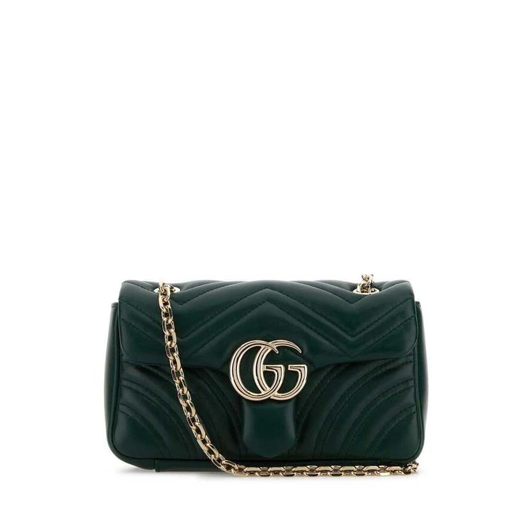 Dark Green Nappa Leather Small Gg Marmont Shoulder Bag Lamb Borse A Tracolla