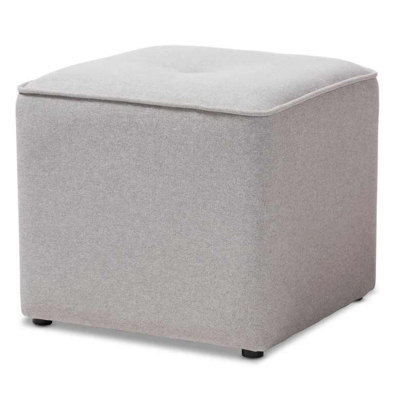 Corinne Light Gray Upholstered Ottoman