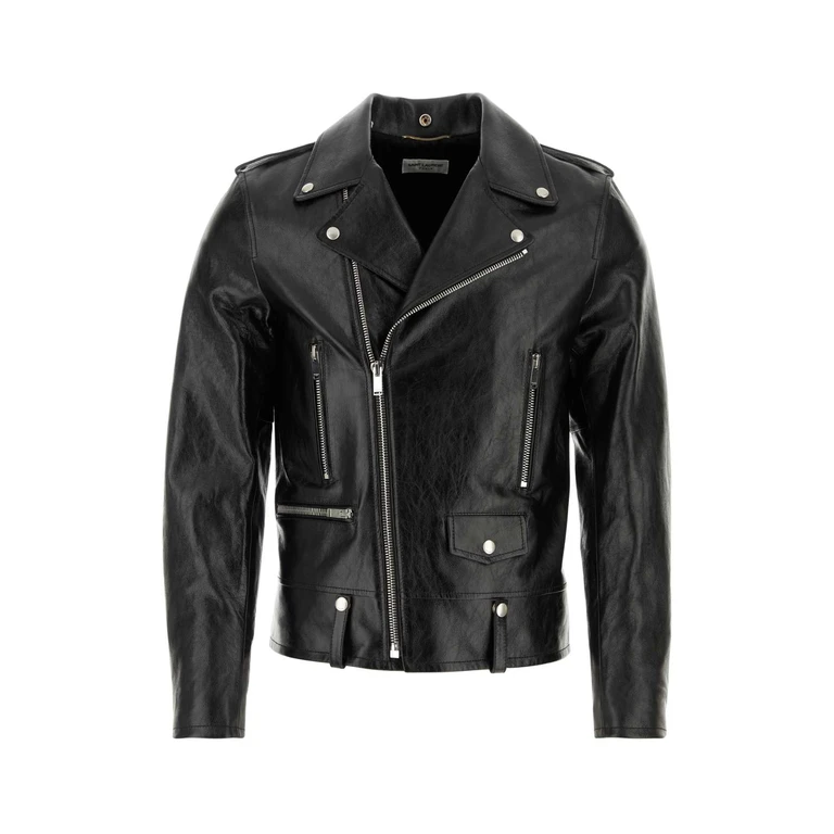 Saint Laurent Black Leather Jacket Exterior: Lamb Lining: Cupro Giacche In Pelle - Men