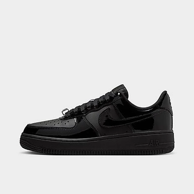 Nike Women's Air Force 1 '07 Patent Casual Shoes in Black/White Size: 5.0