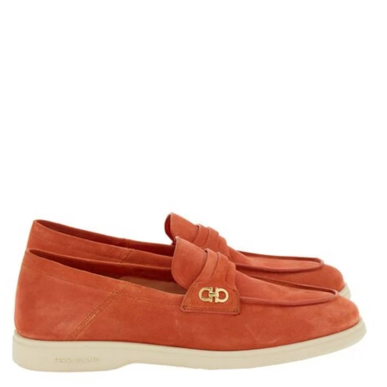 Suede Gancini Loafers, Size 7 C (01H569 769808)