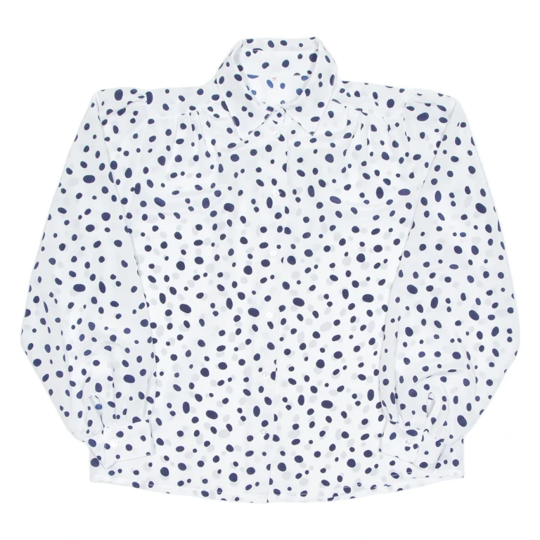Womens Printed Shirt White Long Sleeve Spotted M