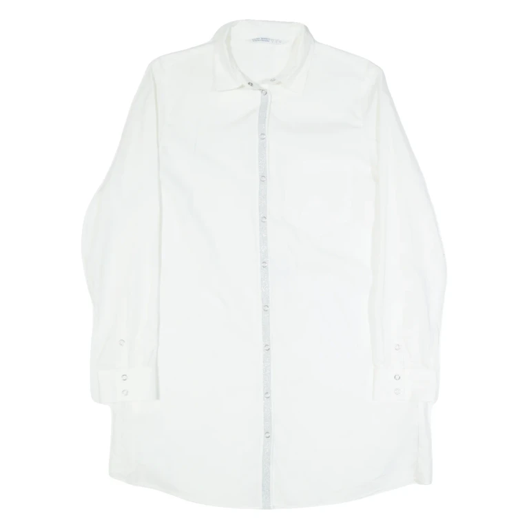 ZARA BASIC Womens Shirt Dress White Long Sleeve Knee Length M