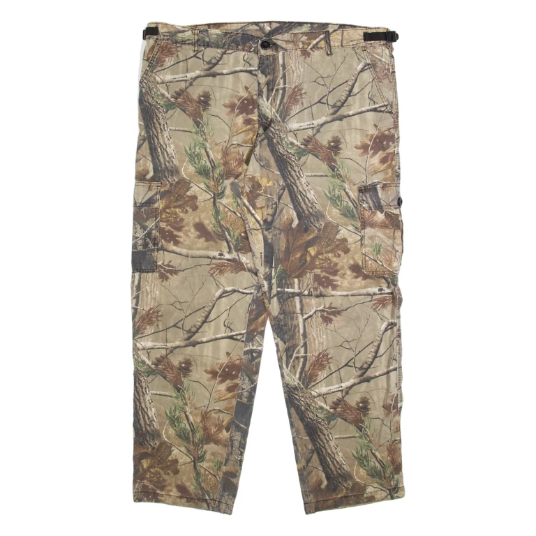 AP Realtree Cargo Mens Trousers Beige Relaxed Tapered W42 L31
