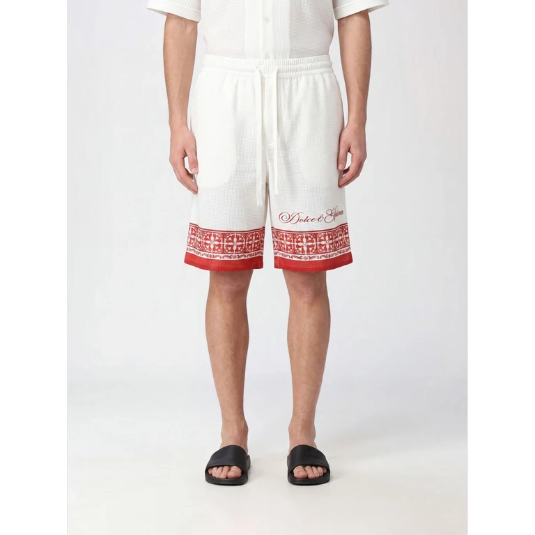 Knee-Length Silk Shorts with Maioliche Print and Drawstring (GV37ATHI135IP5DQ)