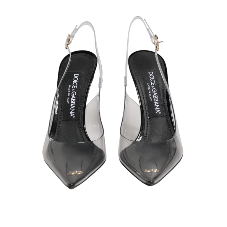 Dolce & Gabbana Black Leather Clear Pvc Slingback Pumps Shoes - Women
