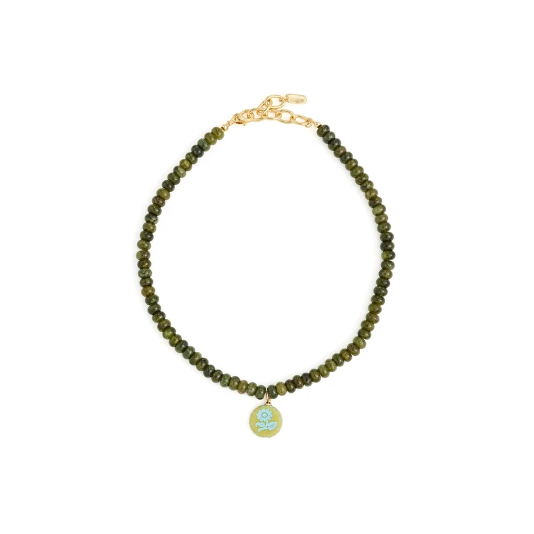 Logan Tay Green Beaded Pendant Necklace Multi-Color One Size