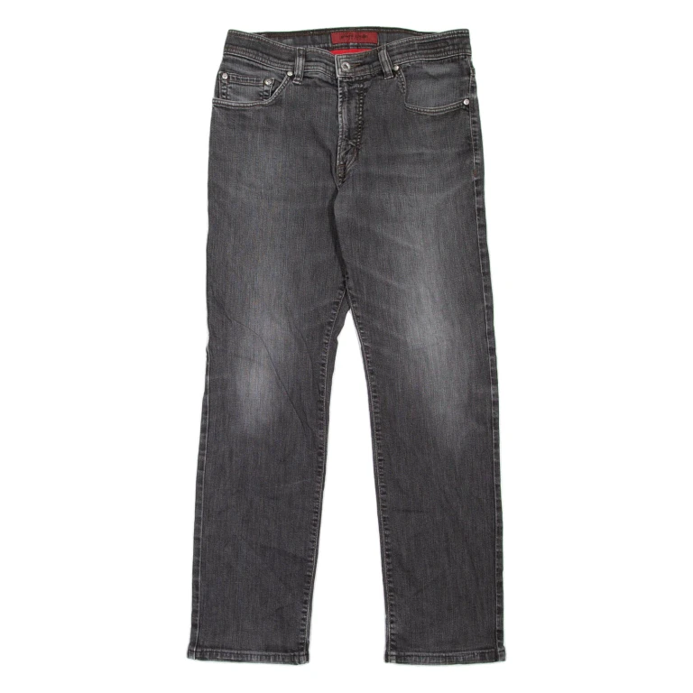 PIERRE CARDIN Deauville Mens Jeans Grey Regular Straight Stone Wash W31 L32