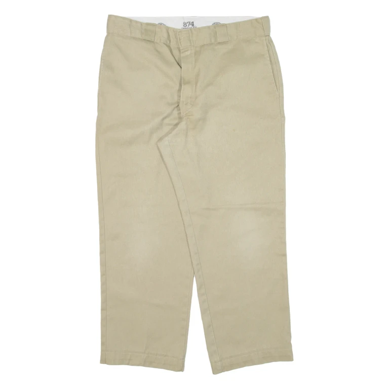 DICKIES 874 Workwear Mens Trousers Beige Regular Straight W34 L25