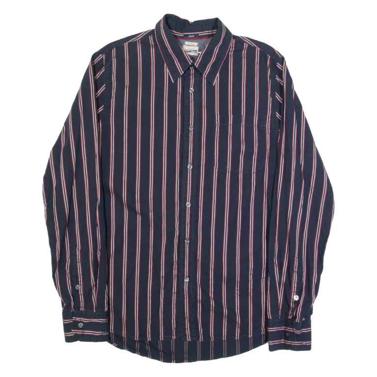HILFIGER DENIM Slim Fit Mens Shirt Black Striped Long Sleeve XL