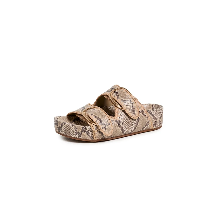 Loeffler Randall Nico Two Band Sandals Snake/Natural 9