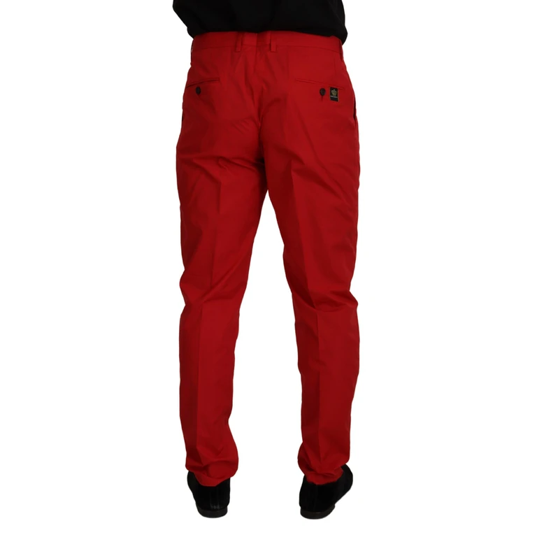 Dolce & Gabbana Red Cotton Slim Fit Trousers Chinos Pants - Men