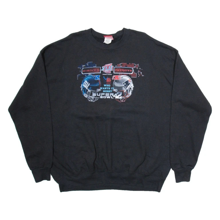 NFL Giants VS Patriots Super Bowl Mens Sweatshirt Black USA XL